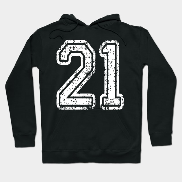 Number 21 Grungy in white Hoodie by Sterling